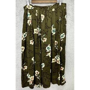 Vintage 80s TR Bentley Plus Size 18‎ Green Floral Maxi Skirt Boho Cottagecore